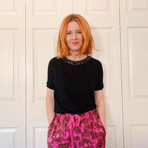 NWT j.crew tee style black jewel top, xxs